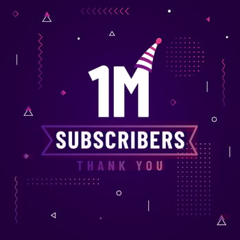 Thank you 1M subscribers, 1000000 subscribers celebration modern colorful design. vector