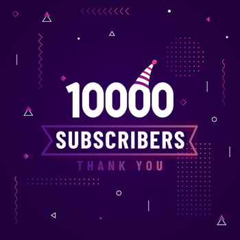 Thank you 10000 subscribers, 10K subscribers celebration modern colorful design. vector
