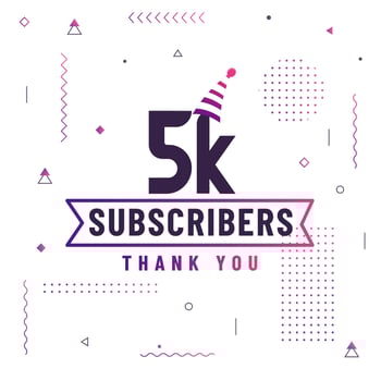 Thank you 5K subscribers, 5000 subscribers celebration modern colorful design. vector