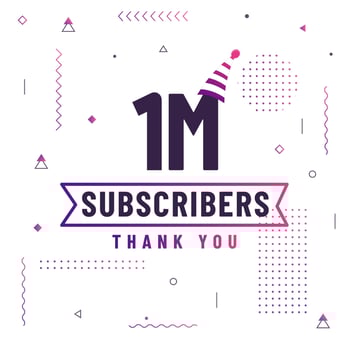 Thank you 1M subscribers, 1000000 subscribers celebration modern colorful design. vector