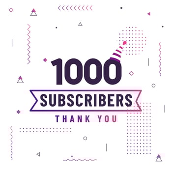 Thank you 1000 subscribers, 1K subscribers celebration modern colorful design. vector