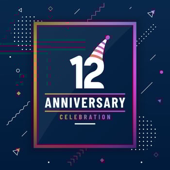 12 years anniversary greetings card, 12 anniversary celebration background free vector. vector
