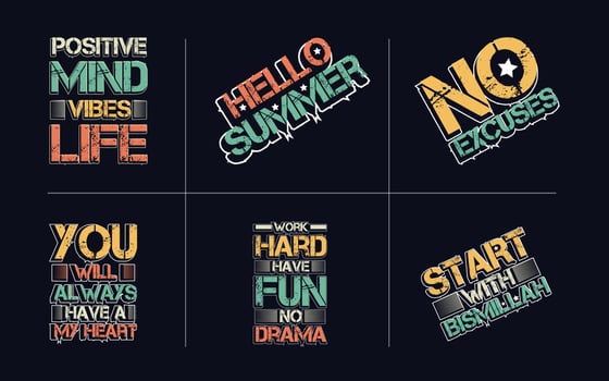 Inspirational quotes typography vintage t shirt design bundle vector