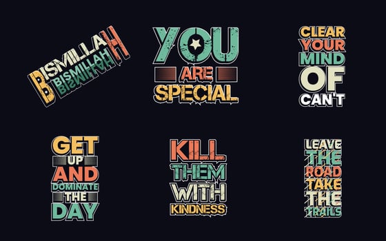 Inspirational quotes typography vintage t shirt design bundle vector