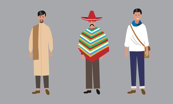 Multiethnic group of people standing together vector illustration