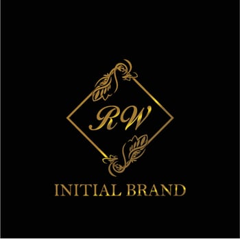 initial RW handwritten luxury letter template vector
