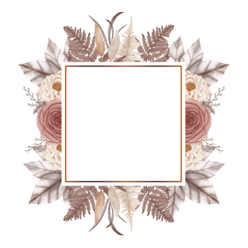 Watercolor Autumn Flower Square Wreath png