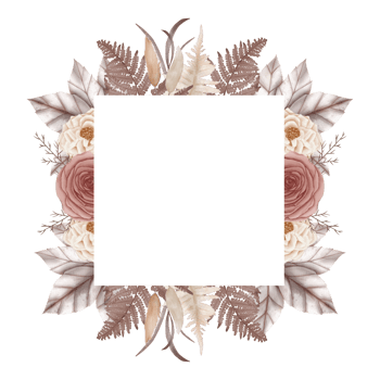 Watercolor Autumn Flower Square Wreath png