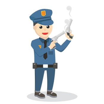 Police holding double gun job design on white background vector