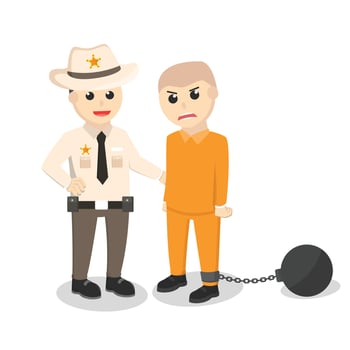 sheriff Caught prisoner design character on white background vector