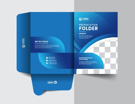 corporate company presentation folder layout concept design with modern shapes vector