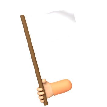 White Flag Holding Hand 3D rendering isolated on transparent background. Ui UX icon design web and app trend png
