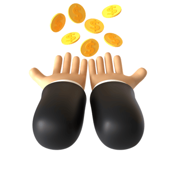 Receiving Coins Hand Gesture 3D rendering isolated on transparent background. Ui UX icon design web and app trend png