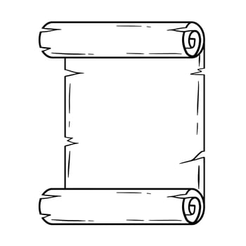 Old scroll. Template for antique text. Medieval papyrus. Paper for writing. Outline cartoon illustration vector