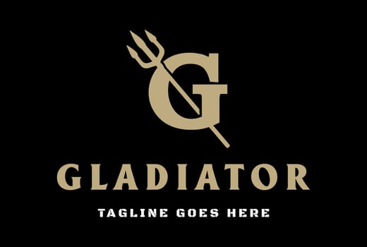 Initial Letter G with Trident Poseidon God for Gladiator Logo Design vector
