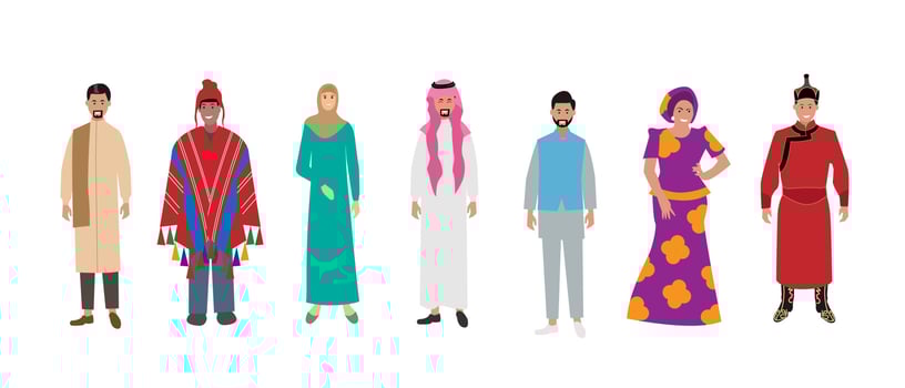 Multicultural people crowd. Diverse person group, isolated multi ethnic community portrait. Vector illustration characters