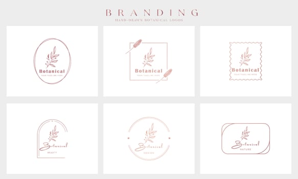 Botanical Floral element Hand Drawn Logo with Wild Flower and Leaves. Logo for spa and beauty salon, boutique, organic shop, wedding, floral designer, interior, photography, cosmetic. vector