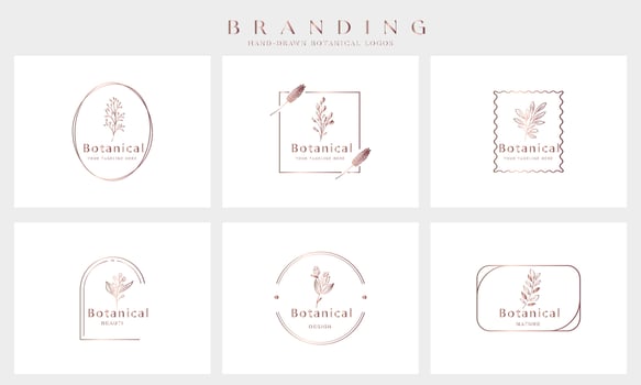 Botanical Floral element Hand Drawn Logo with Wild Flower and Leaves. Logo for spa and beauty salon, boutique, organic shop, wedding, floral designer, interior, photography, cosmetic. vector