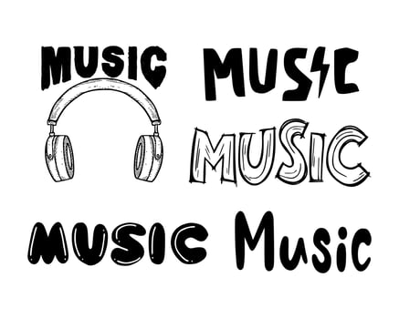 Music typography illustration set free vector