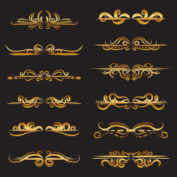 Vintage floral ornament. Decorative vector frames and borders. Gold vintage decoration. Vector illustration