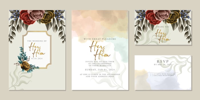 Elegant floral wedding invitation card in scandinavian colors vector