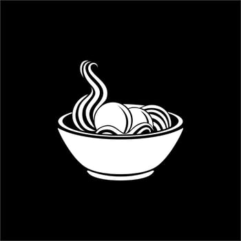 Meat Balls in the Cup. Silhouette of the Noodle Bowl for Logo or Graphic Design Element. Bakso. Vector Illustration