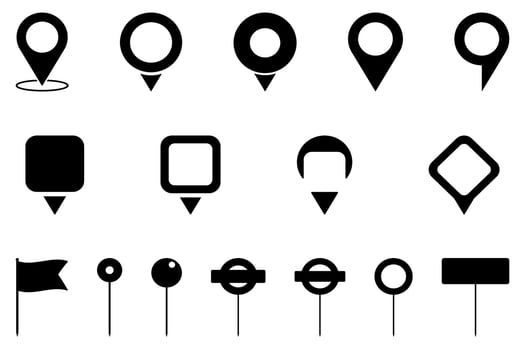 Icon set of map pin. Location pin symbol. Vector illustration