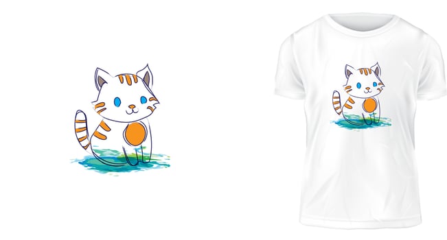 T-shirt design concept, a baby cat sitting vector