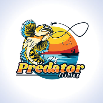 yellow fish predator fishing  logo vector