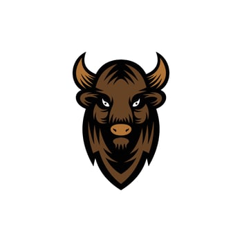 Head bison animal logo vector