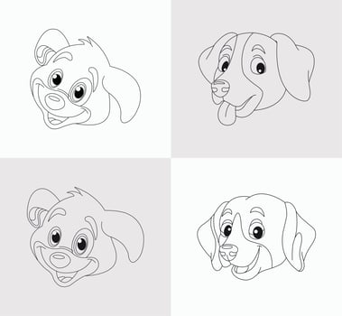 Dog head coloring book for kids vector