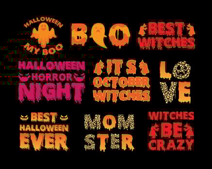 Halloween t-shirt design set vector
