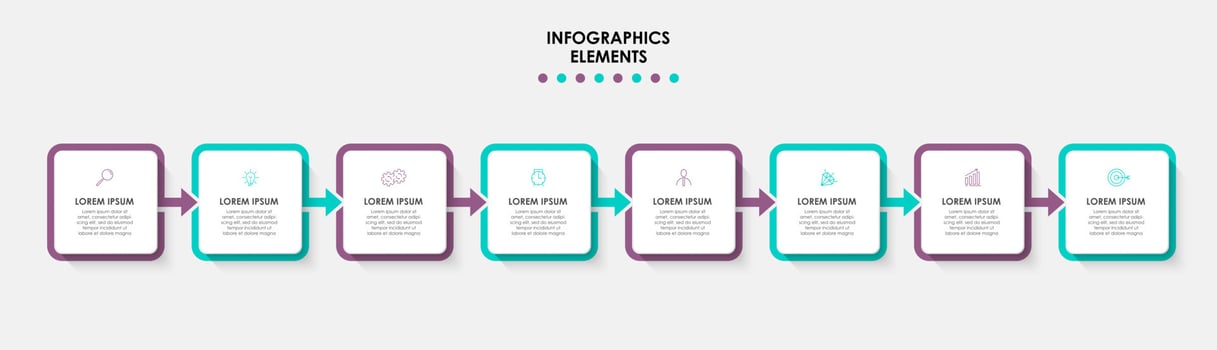 Vector Infographic design business template with icons and 8 options or steps. Can be used for process diagram, presentations, workflow layout, banner, flow chart, info graph
