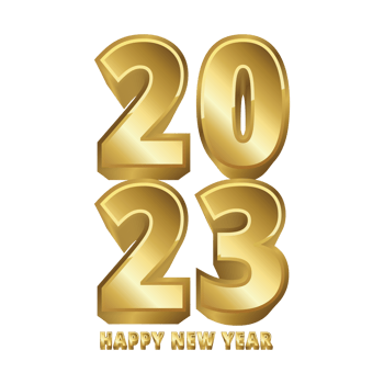 Happy new year 2023 celebration 3d text png