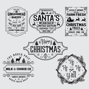 Vintage Christmas Sign Svg Bundle vector