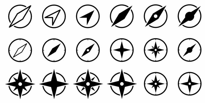 compass icon set isolated on white background vector