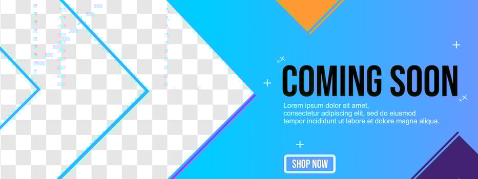 Blue coming soon banner. Minimalist and trendy abstract geometric design. social media post cover vector