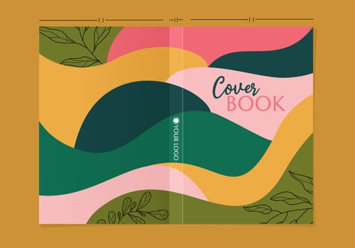 book cover template with colorful abstract pattern. natural background with waves texture vector