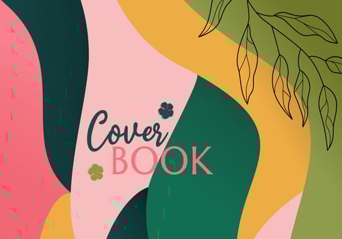 landscape cover design with colorful waves pattern vector