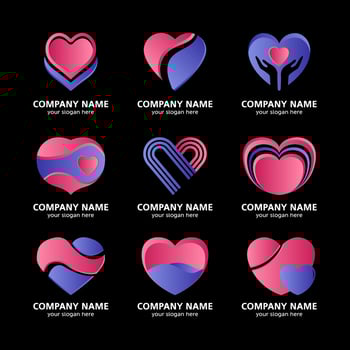 Set of Heart Logo vector