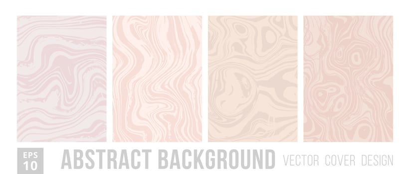 Set of abstract background design with texture marble for branding. Modern pastel cover design with wavy beige brush. Minimalistic banners with space for text and title. Vector illustration