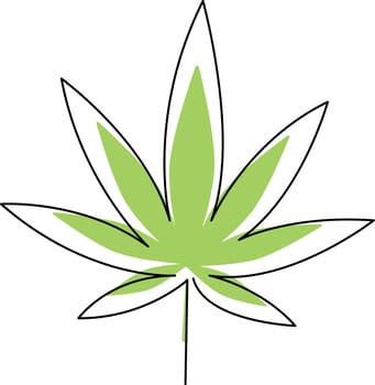 Continuous line drawing of Cannabis. vector