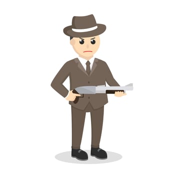 mafia action holding shotgun design character on white background vector