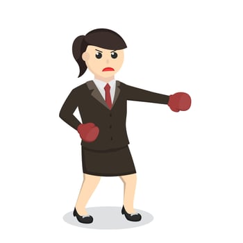 business woman secretary boxer punch design character on white background vector