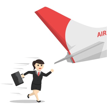 business woman missed the plane people vector