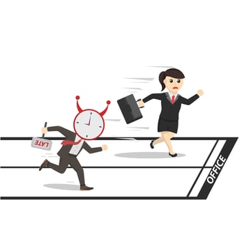 business woman secretary race against time design character on white background vector