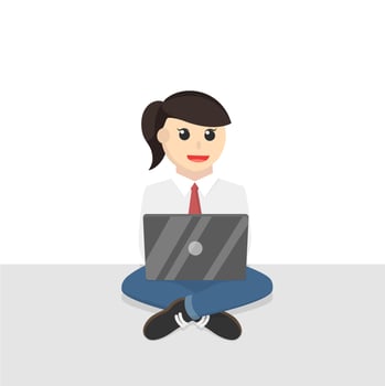 business woman secretary work by laptop design design character on white background vector