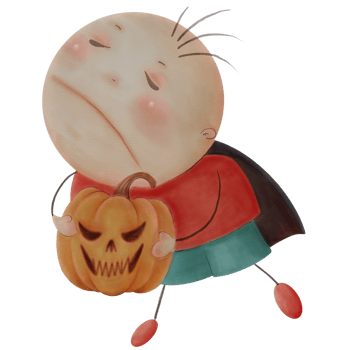 Boy Holding a Pumpkin in Watercolor for Halloween png