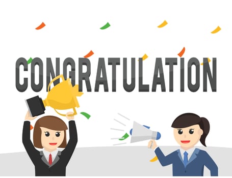 business woman secretary congratulation design character design character on white background vector