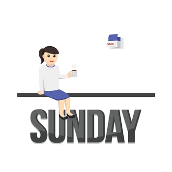business woman secretary sunday design character on white background vector
